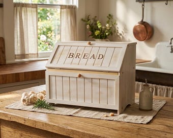 Farmhouse Bamboo Bread Box: Double-Layer Storage, Retro Kitchen Counter Container