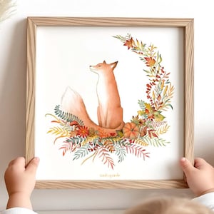 Herbstfuchs - Poster, Kunstdruck, Wohndekoration, Illustration, Dekoration, Tier- und Naturkunst