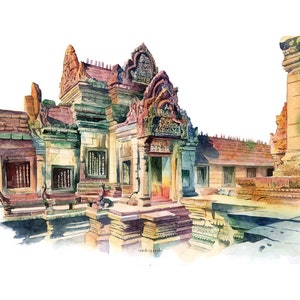 Banteay Srei - poster, Art Print, home decor, illustration, decoration, architecture art