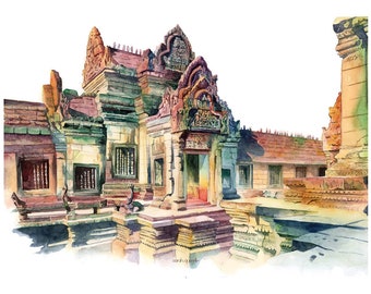 Banteay Srei - poster, Art Print, home decor, illustration, decoration, architecture art