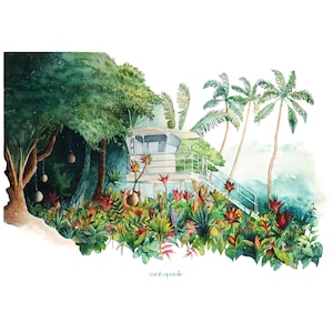 Waimea bay lifeguards - poster, Art Print, home decor, illustration, decoration, architecture art