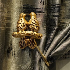 Pack of 2 - Bird Tie Backs  - bird holdbacks - curtain holder - home decor - Tie Back Living Room - Gold curtain decor