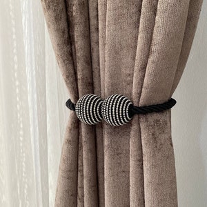 Swarovski Magnetic Curtain Tie Backs: Cotton Rope, Set of 2