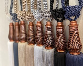 Alzapaños para cortinas: negros y cobre (paquete de 2)