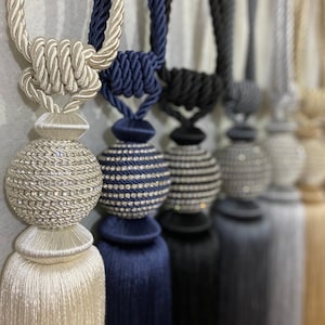 Swarovski Crystal Curtain Tiebacks: Handmade Rope Tassels (Set of 2)