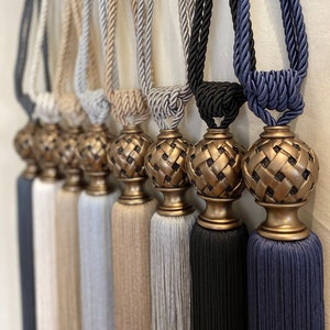 Pack Of 2 - Bronz curtain tie - black tie backs - tie back - bronz window decor - Tassel tie backs - Curtain home design - black home decor