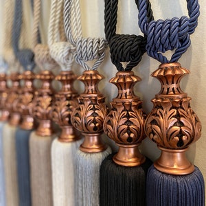 Copper Curtain Tie Backs with Cotton Rope (Set of 2)