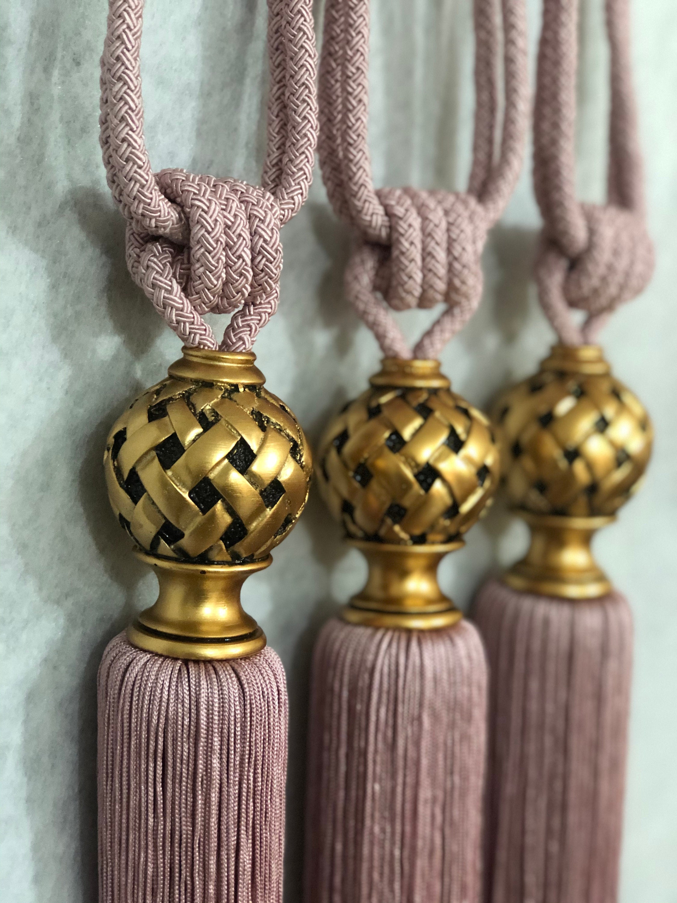 Gold Rope Curtain Tassel Tie-Back Pair (2) Pristine! – Lillian Grey