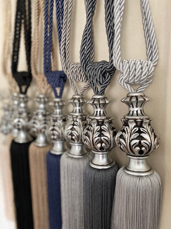 Silver curtain tie backs deals