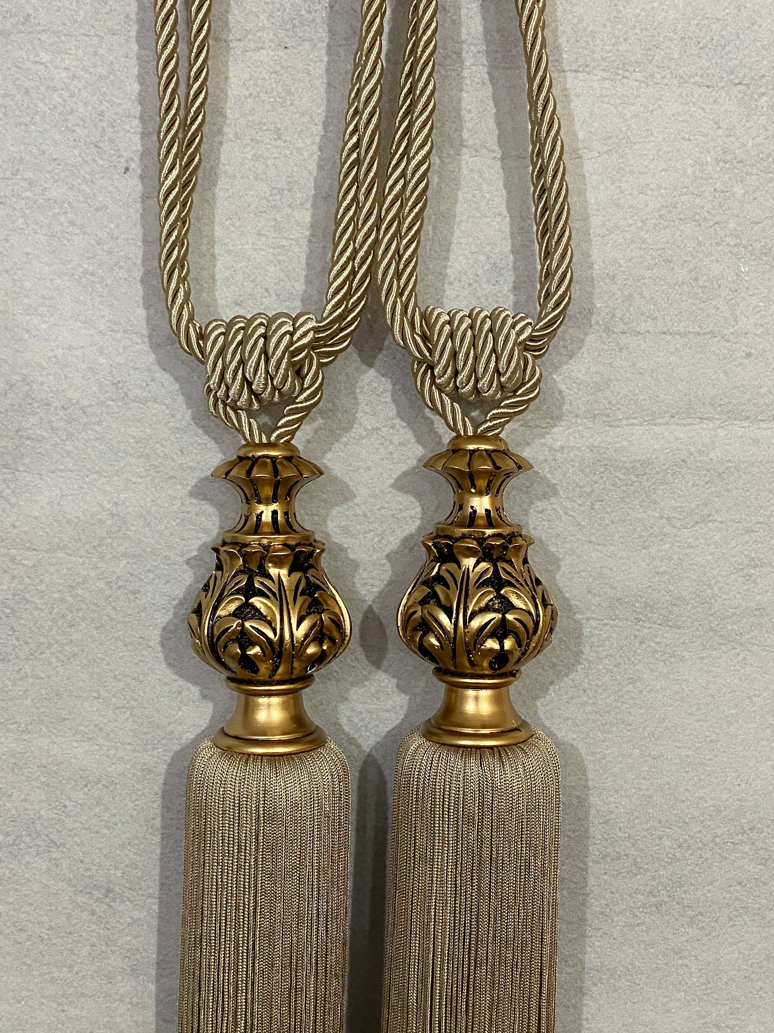 Pack of 2 Gold Curtain Tie Backs Gold Tie Backs Drapery Etsy