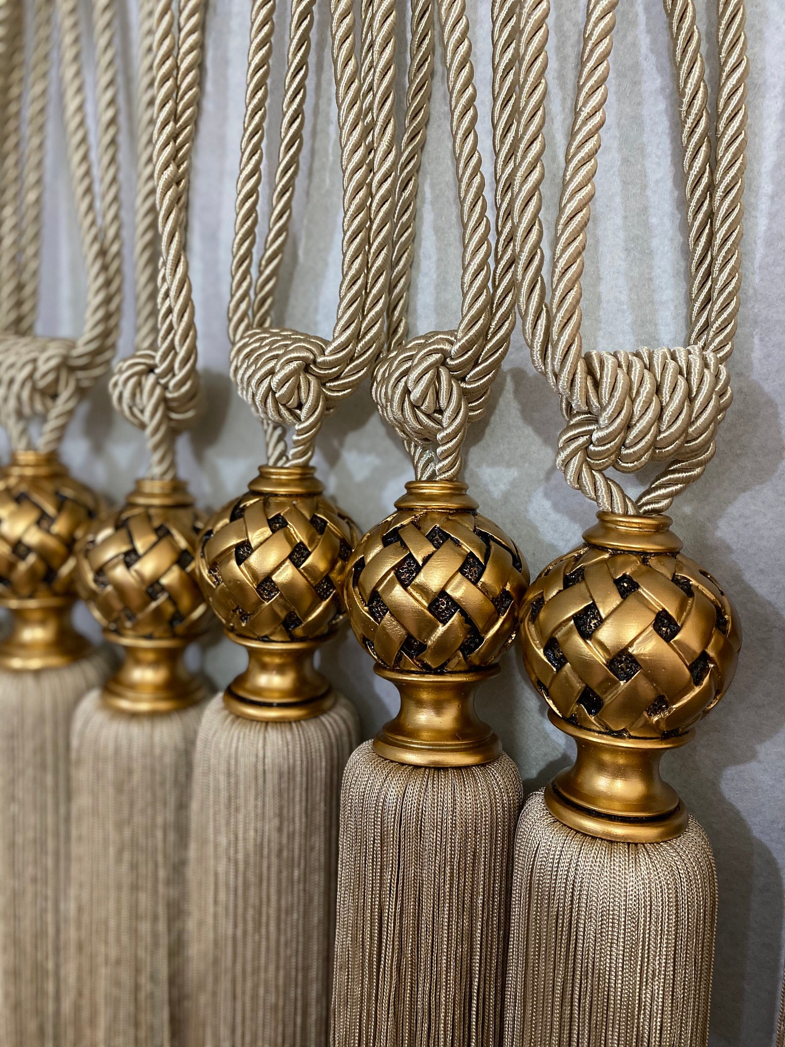 Pack of 2 Tiebacks Gold Home Decor Gold Curtain Tie Etsy