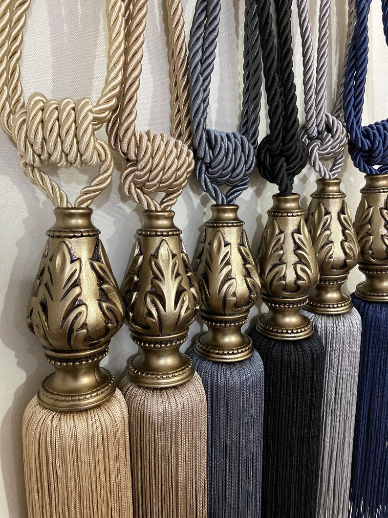 Curtain Tie Backs Home Decor Tie back Black Tie Back Etsy