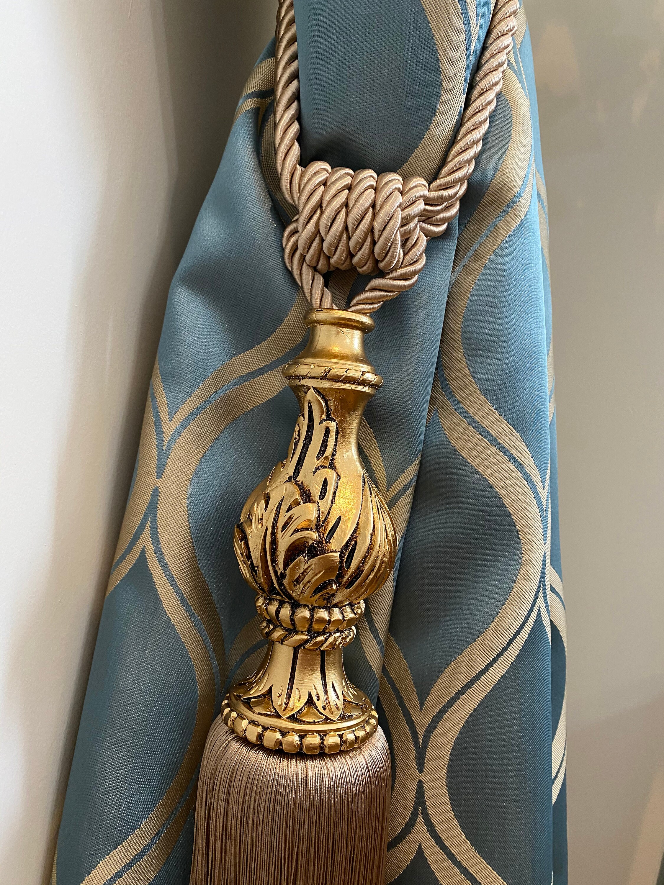 Gold Curtain Tie Backs Shabby Chic Home Decor Set Of 2 Etsy UK