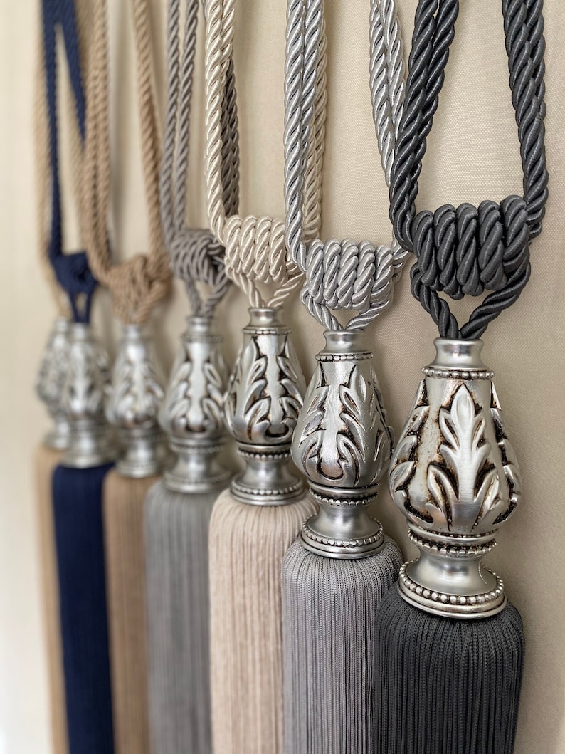 Pack of 2 Curtain Tie Back Silver Tie Backs Silver Home Etsy