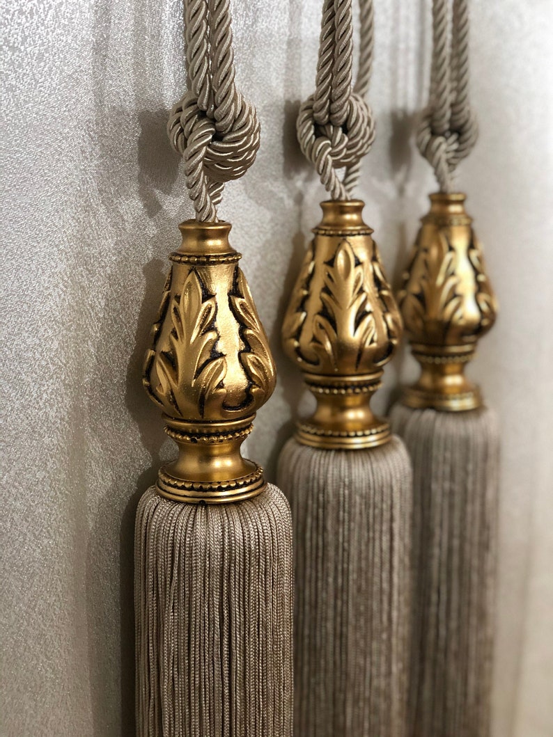 Curtain TieBacks luxury Gold Curtain Tiebacks Modern Etsy