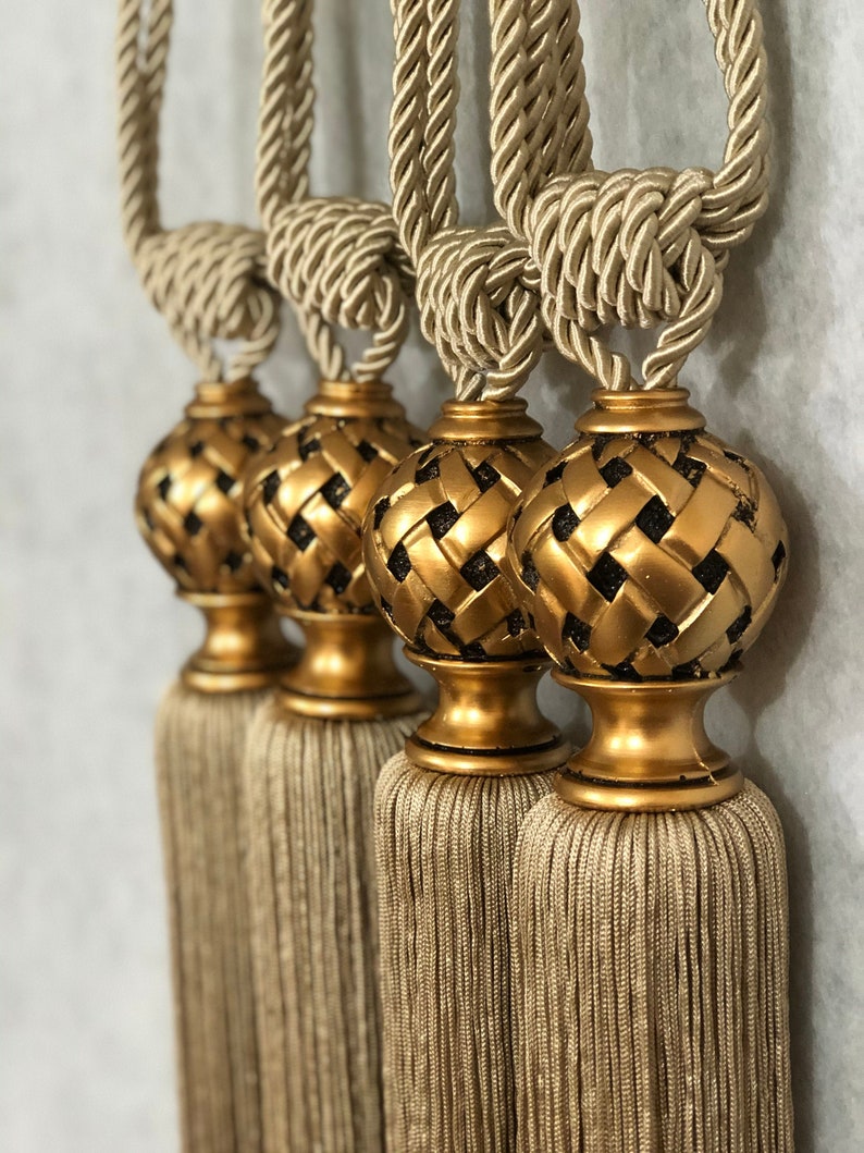 Pack of 2 Tiebacks gold home decor gold curtain tie Etsy