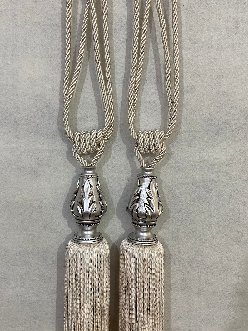 Pack of 2 Curtain Tie Back Silver Tie Backs Silver Home Etsy