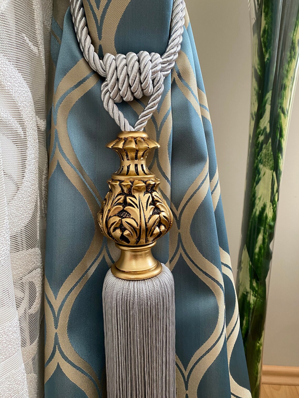 Pack of 2 Gold Curtain Tie Backs Gold Tie Backs Drapery Etsy