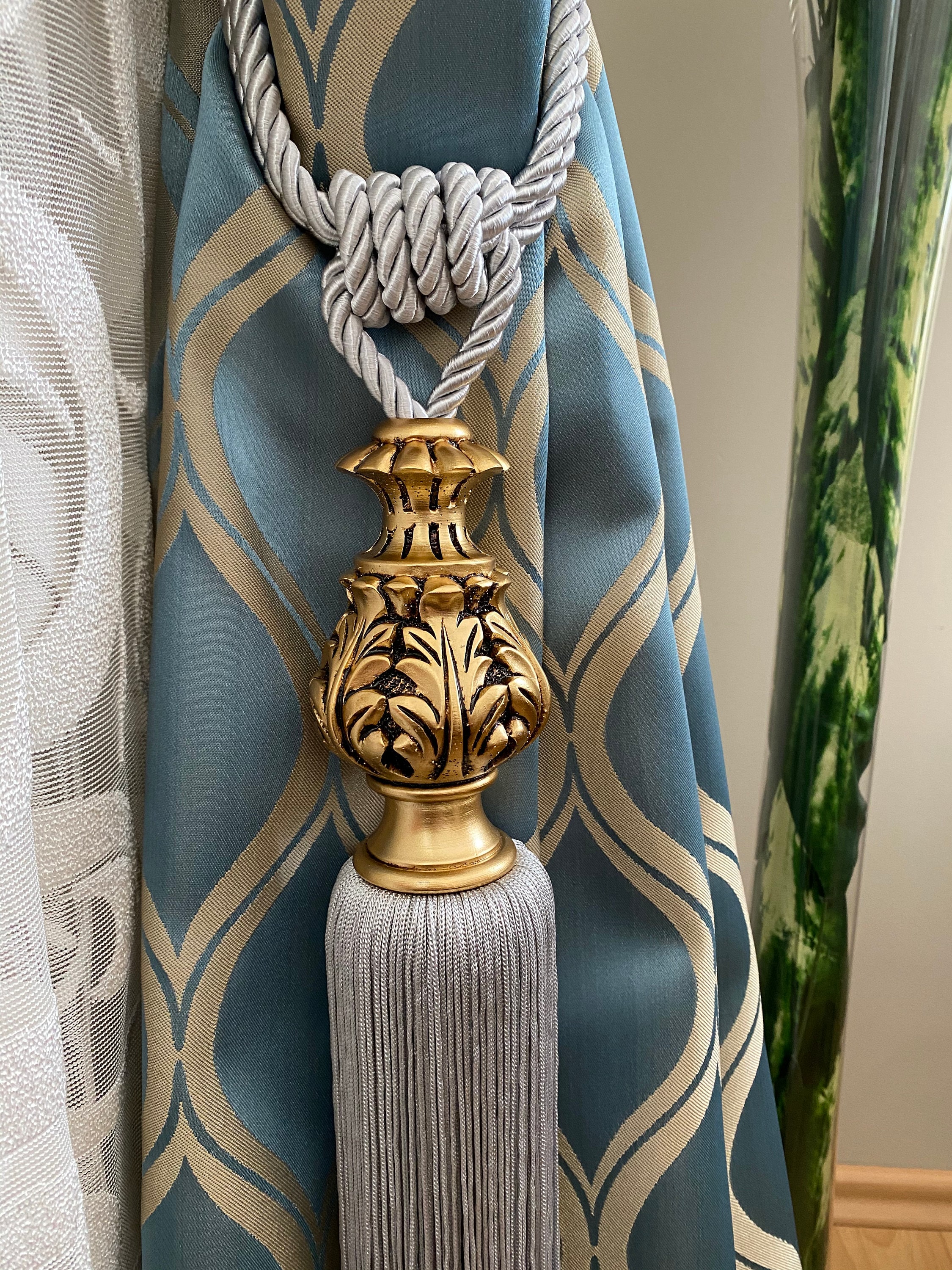 Pack of 2 Gold Curtain Tie Backs Gold Tie Backs Drapery Etsy UK