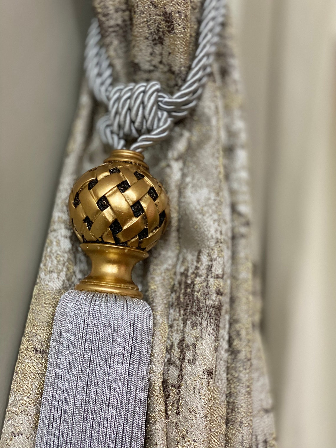 Pack of 2 Tiebacks gold home decor gold curtain tie Etsy