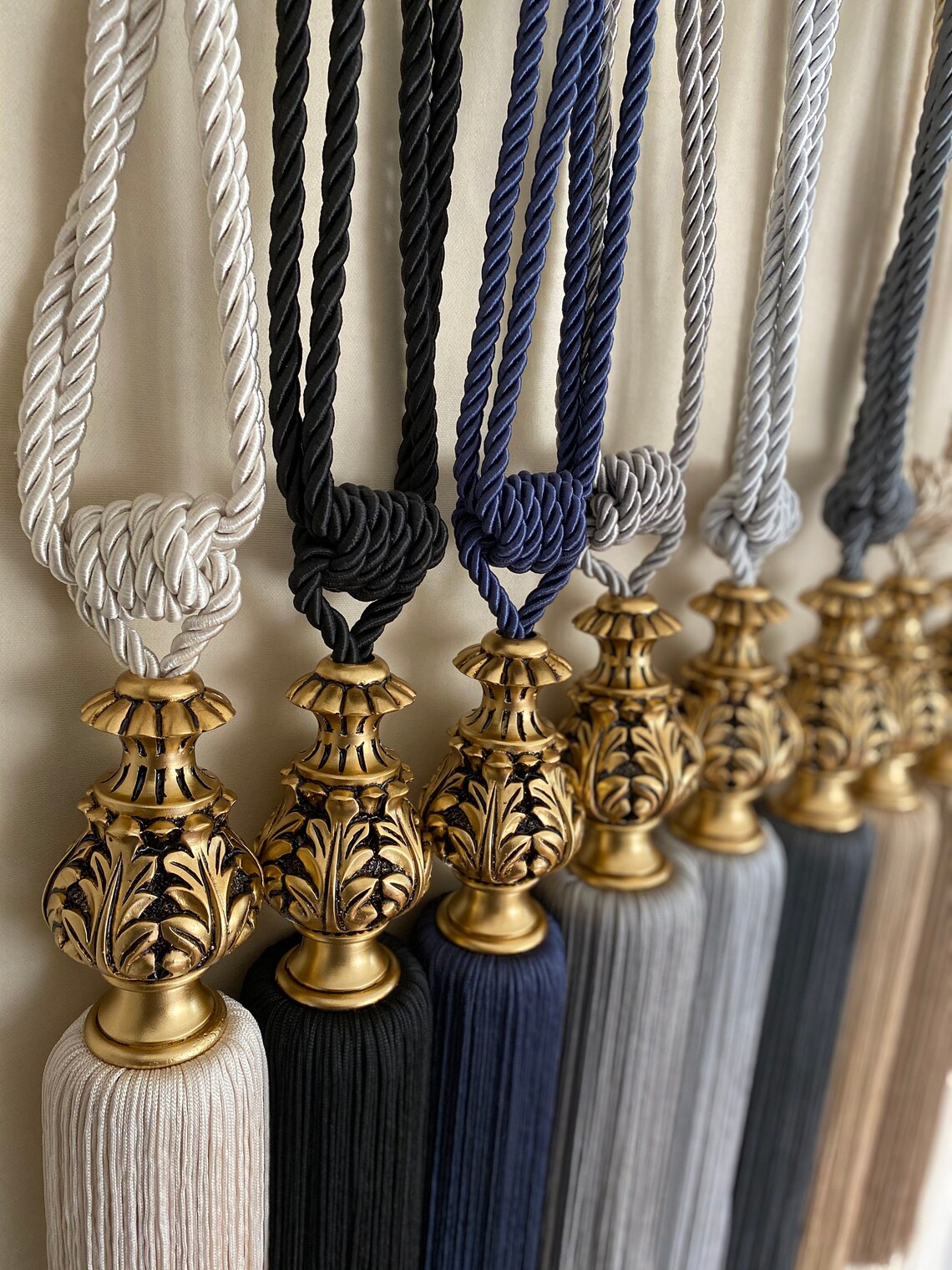 Pack Of 2 Gold curtain tie backs gold tie backs Drapery Etsy