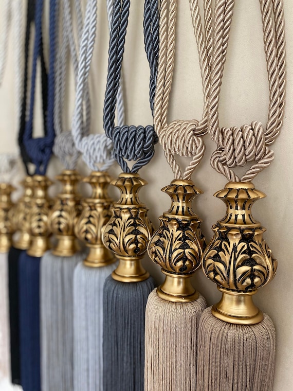 Pack of 2 Gold Curtain Tie Backs Gold Tie Backs Drapery Etsy