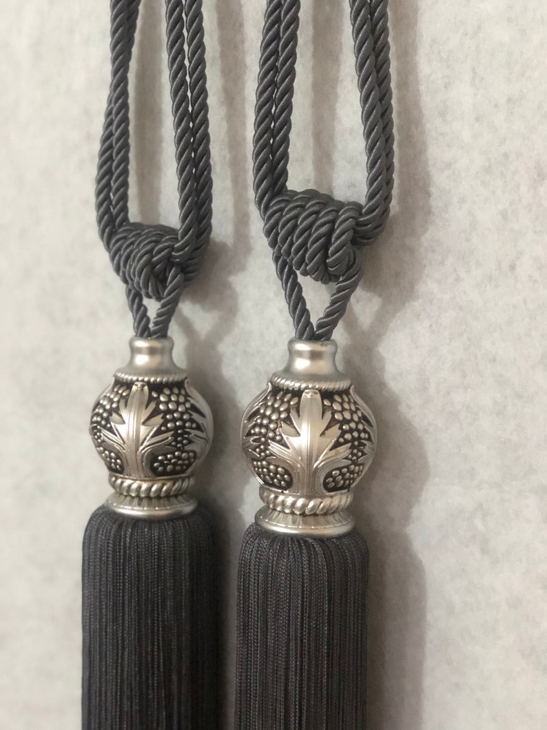 Pack of 2 Curtain Tie Back Gray Curtain Tieback Curtain Etsy