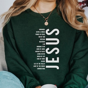 christmas sweatshirt, christian christmas sweater, names of Jesus christmas sweatshirt, Jesus names shirt, faith sweatshirt