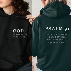 christlicher Hoodie Bibelvers christliches ästhetisches Geschenk für sie christliche Streetwear Kleidung Psalm 91 Wörter auf Rückseite