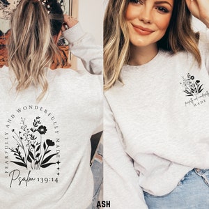 christian crewneck fearfully and wonderfully made sweatshirt christian women aesthetic apparel gift for her