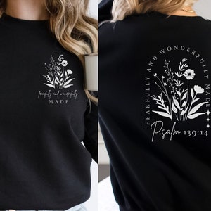 fearfully wonderfully made sweatshirt christian crewneck apparel gift for her bible verse christian aesthetic sweater for women
