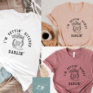 western bachelorette party shirts | cowgirl bachelorette shirts | western themed bachelorette party | gettin hitched getting rowdy shirts