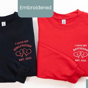 Couple Embroidered Sweatshirt Matching Gifts for Him & Her Personalized Hoodie Cute Couple Apparel Anniversary Gift for Boyfriend Girlfriend