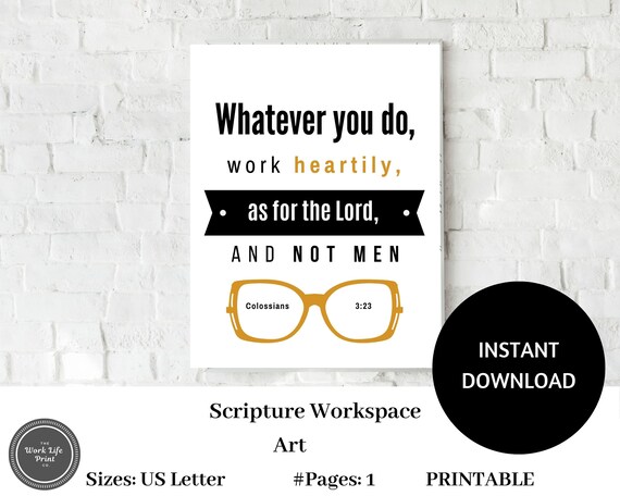 Office Wall Art Scripture Printable Christian Printable | Etsy