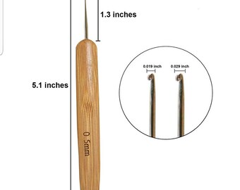 1 hook crochet needle 5mm, 3 hook, 5mm-crochet needle for dreadlock repair & installation- Bamboo handle- stainless steel hook