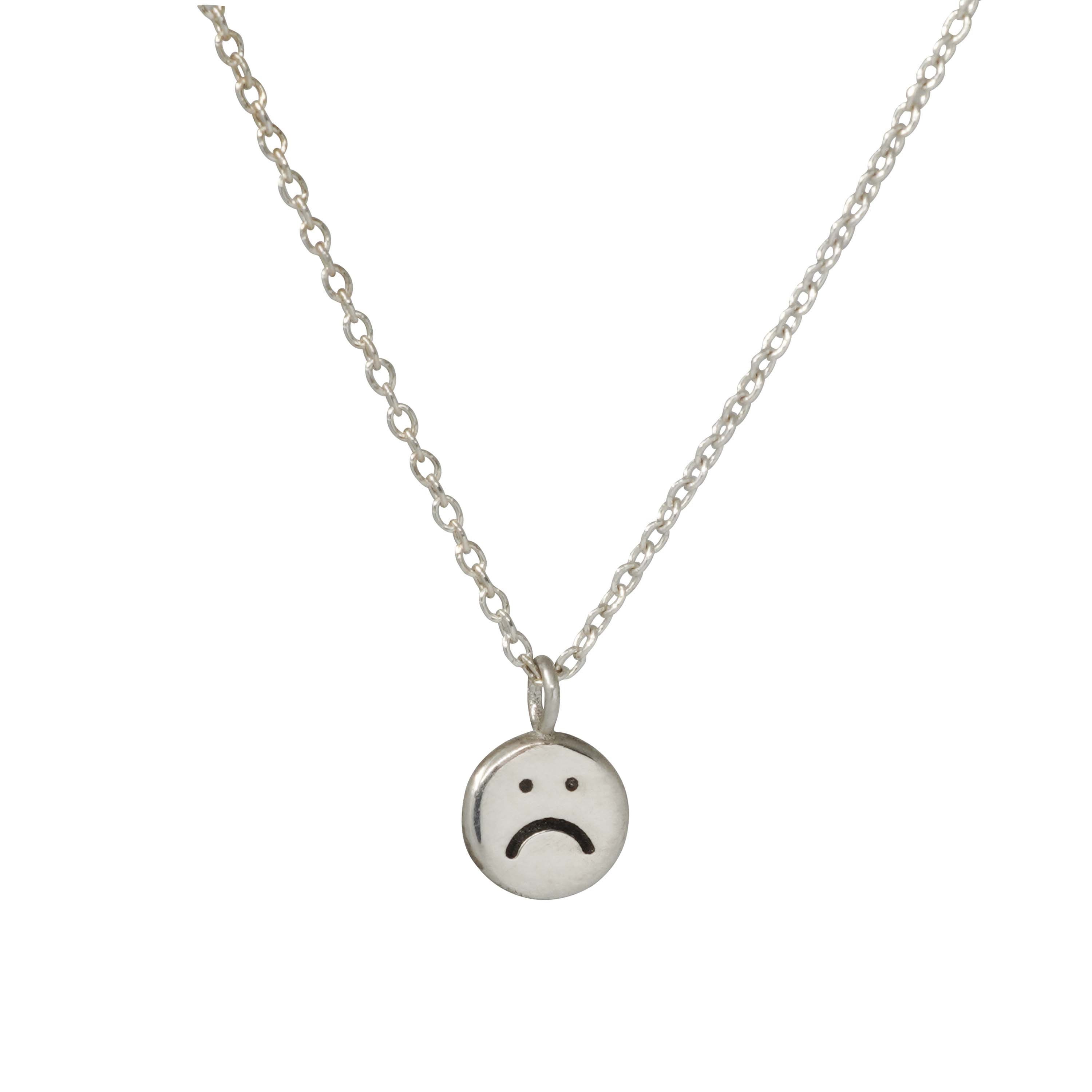 Sad Face Necklace Sterling Silver 