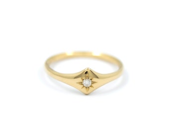 Anillo de escudo - oro amarillo de 14k