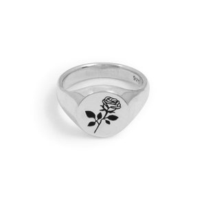 Rose Signet Ring in Sterling Silver, Silver Signet Ring, Pinky Signet Ring, Signet, Pinky Ring, Sterling Silver Ring, Rose Ring