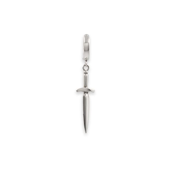 Dagger Earring - Sterling Silver  (Single) , Sword Hoop, Dagger Hoop, Silver Dagger, Silver Sword