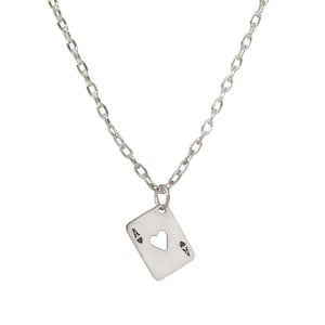 Collar de as de corazones en plata de ley, naipes, póquer, colgante, amor, collar de corazón, devoción, regalo de San Valentín, juego de cartas, corazón