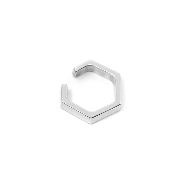 Hex Ear Cuff - Sterling Silver (Single), Silver Ear Cuff, Hexagon Ear Cuff, Hexagon Earring, Geometric Earring, Minimal Jewelry, Minimalist