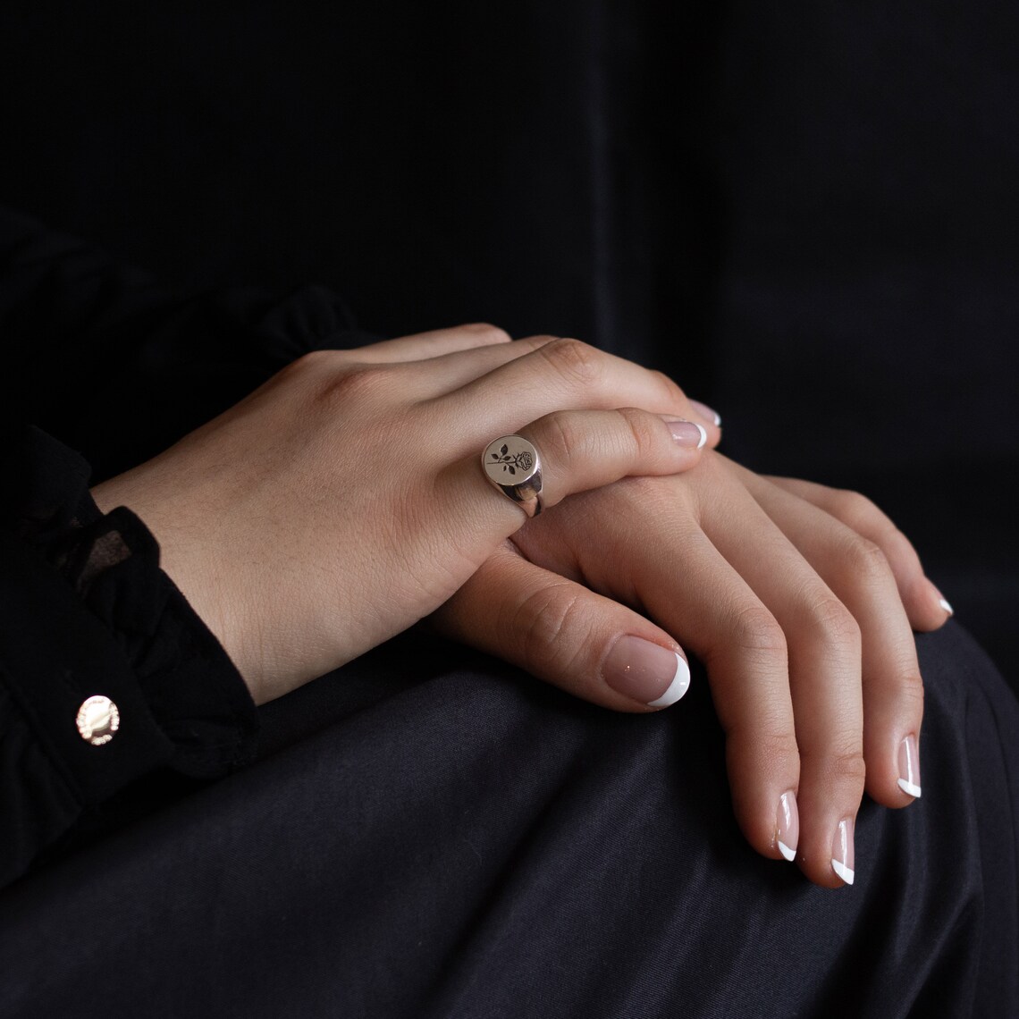 Rose Ring in Sterling Silver Silver Ring Pinky Etsy