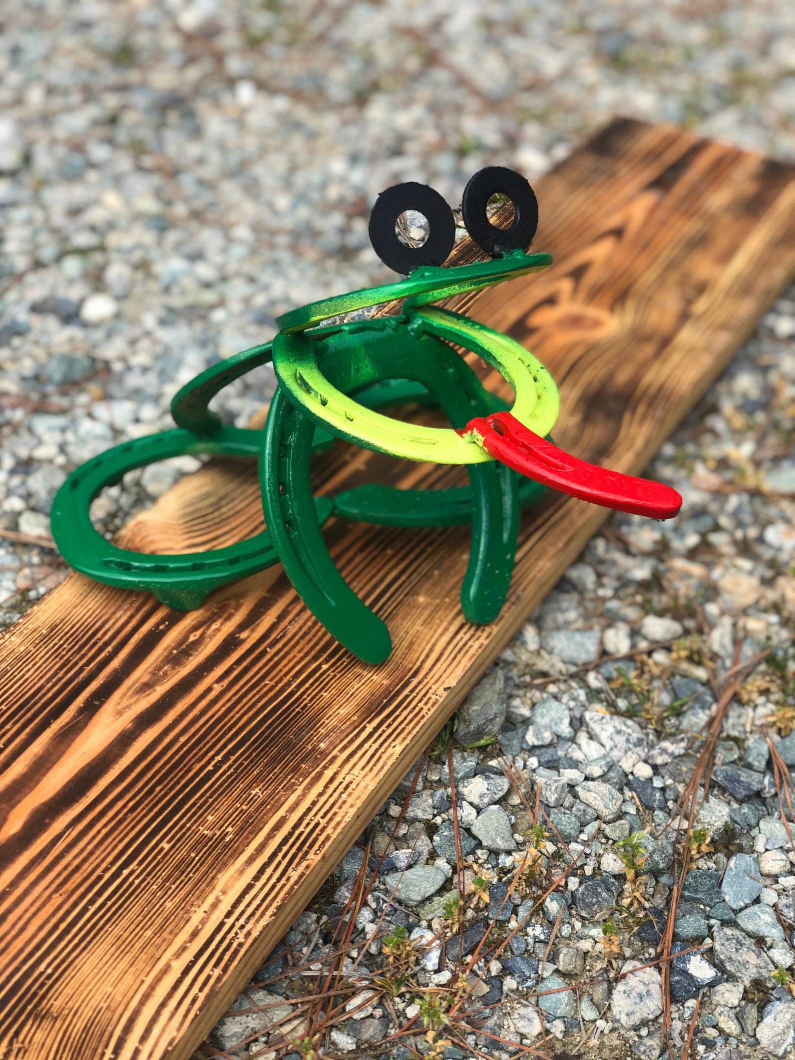 Horseshoe Frog Lawn Ornament Etsy