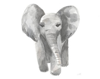 Elephant Watercolor Print