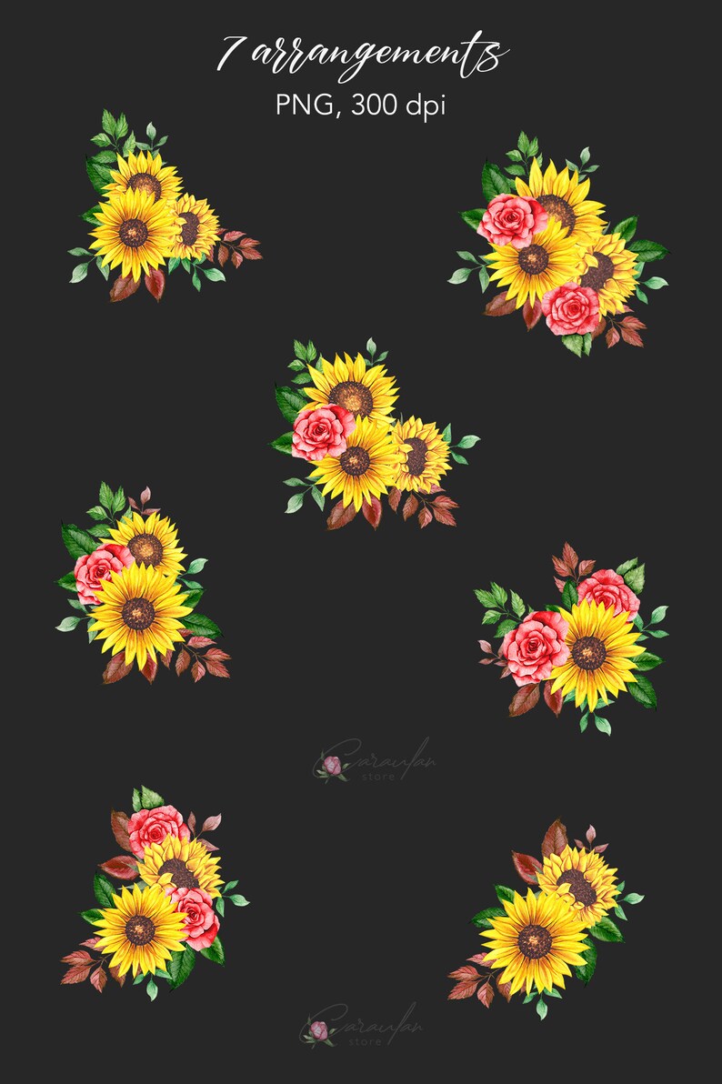 Sunflower Clipart PNG, Sunflowers and Roses, Red Roses Png, Sunflower