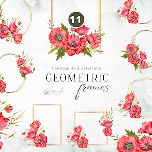 Coquelicot Clipart aquarelle, coquelicot PNG, été cadres floraux PNG, fleurs sauvages cadre Clipart, faire-part de mariage Clipart, fleurs sauvages PNG Clipart