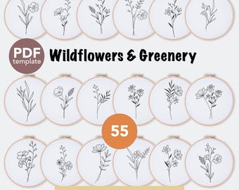 Wildflowers Stick and Stitch Embroidery Pattern, Hand Embroidery PDF ...
