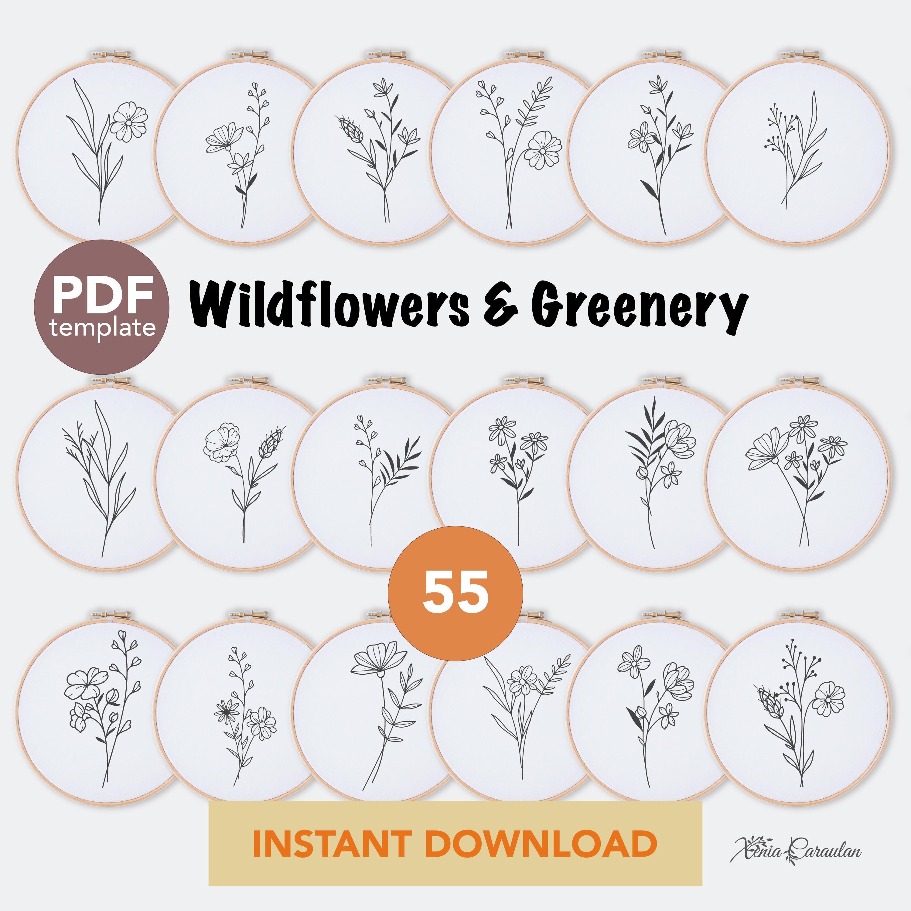 Wildflowers Stick and Stitch Embroidery Pattern, Hand Embroidery PDF ...