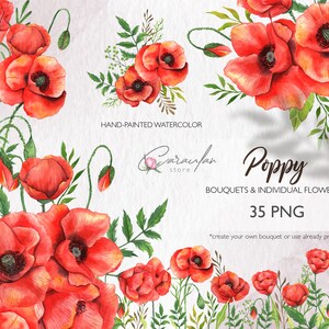 Bouquets de coquelicots aquarelle PNG clipart, bouquets de fleurs, arrangement de coquelicots, mariage floral, bouquet de coquelicots, impression par sublimation coquelicot PNG