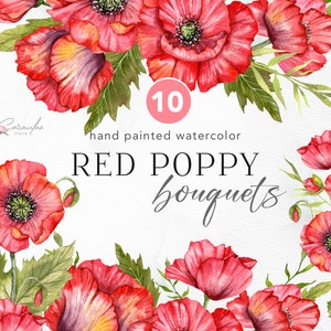 Coquelicot Clipart aquarelle, coquelicot PNG, coquelicot Bouquet aquarelle, fleur de coquelicot rouge PNG, faire-part de mariage Clipart, fleurs sauvages PNG Clipart